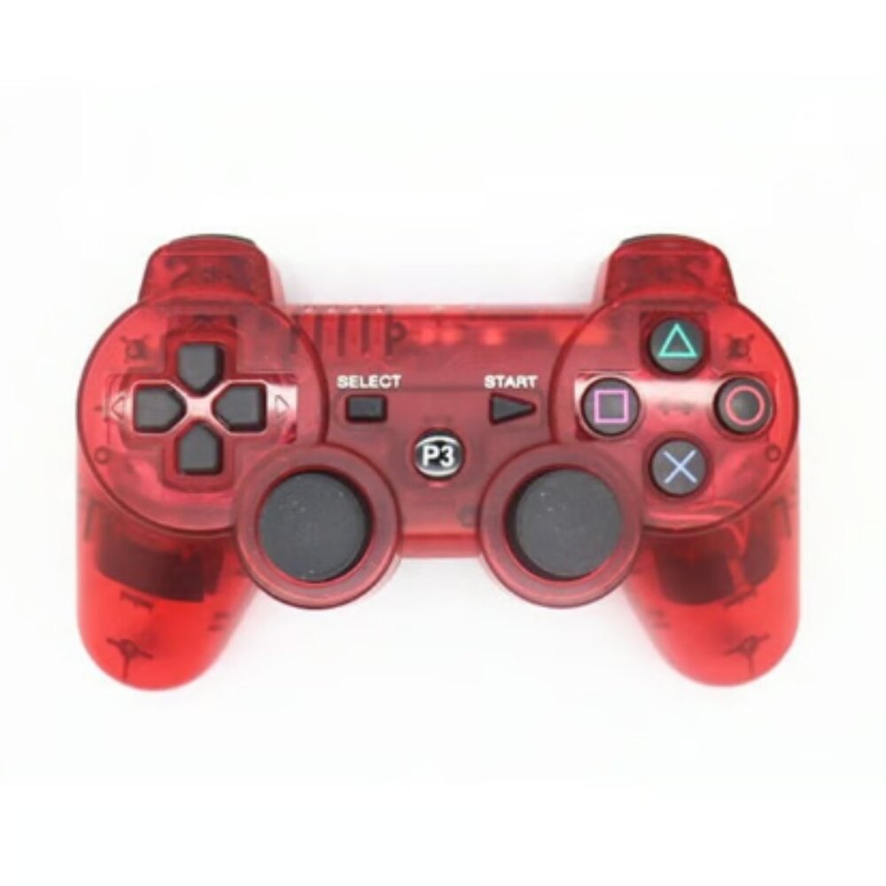 PlayStation 3 Transparent Controller TRASPARENT red with charging cable